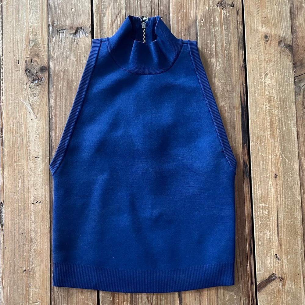 Alice + Olivia Navy mock neck sleeveless Knit Top